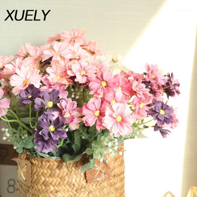 

33cm small fresh artificial flower daisy home living room decoration wedding bride holding flower row material christmas gift1, Blue