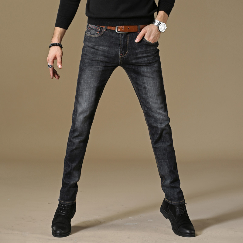 

Stylish Popular Men Casual Slim Stretch Jeans Classic Denim Pants Fashion Style Free Shipping, Black