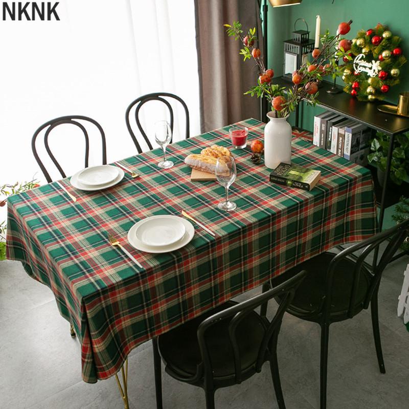 

Table Cloth Proud Rose Year Christmas Tablecloth Retro Plaid Cotton Linen Fabric Nordic Household Rectangular Banquet Printed Party