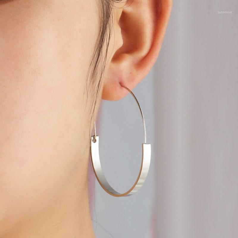 

Gold Silver Color Big Hoop Earrings For Women Geometric Semi-Circle Loop Earrings Basketball Jewelry1