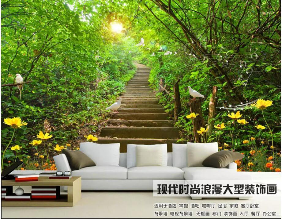 

3d wallpaper custom photo mural Mountain forest ladder trail scenery room wallpaper for wall 3d wall paper for living room1, As pic
