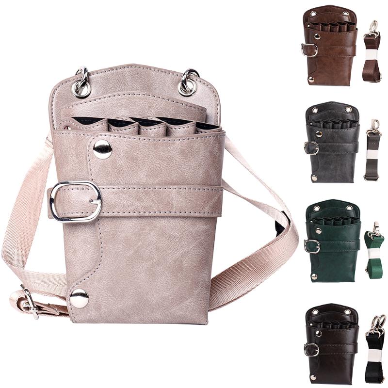 

Rivet Waterproof Hairdresser Holder Barber Tool Storage Adjustable Strap Shoulder Casual Scissors Bag Waist Pack PU Pouch, Black