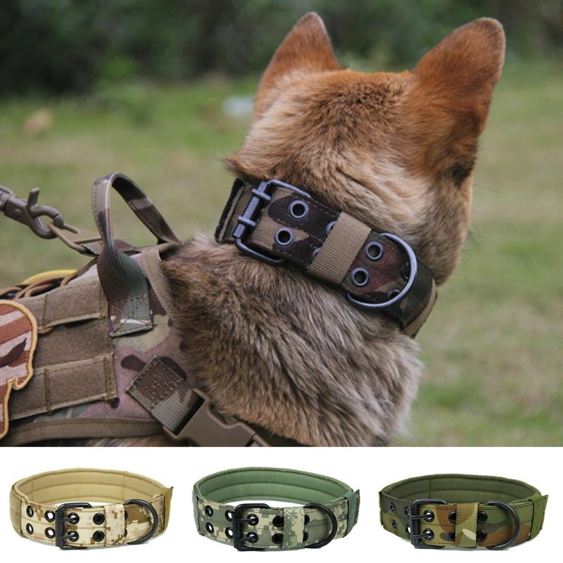 

Dog Collars & Leashes Camouflage Pet Collar Tactical Training Dogs Necklace Choker Nylon Adjustable Large Accessories M-XL