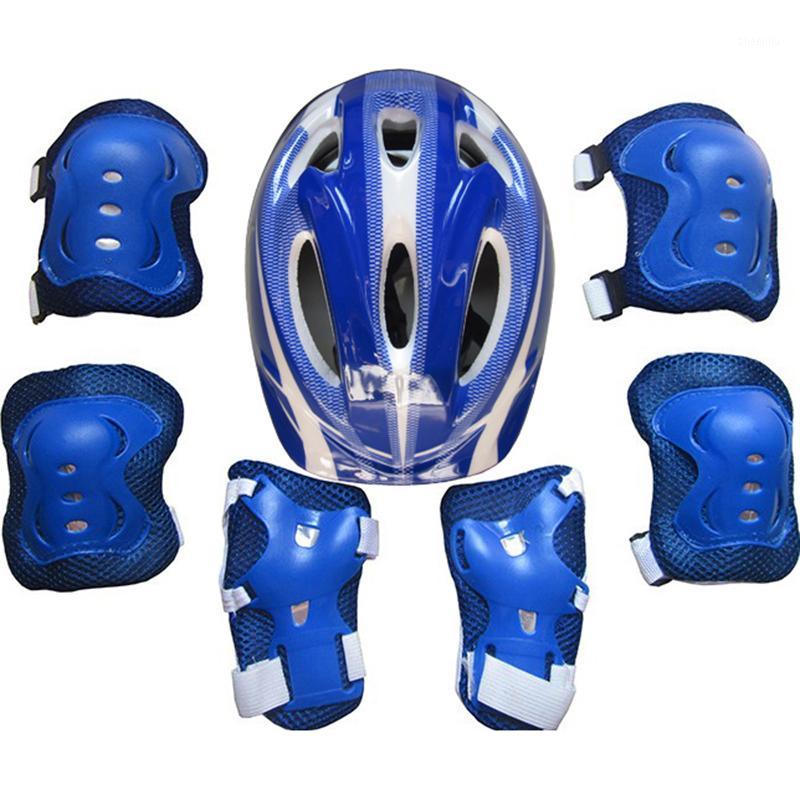 

7pcs Kid Child Roller Skating Bike Helmet Knee Wrist Guard Elbow Pad Set Bike Helmet Capacete De Bicicleta Ciclismo De Se1, Blue