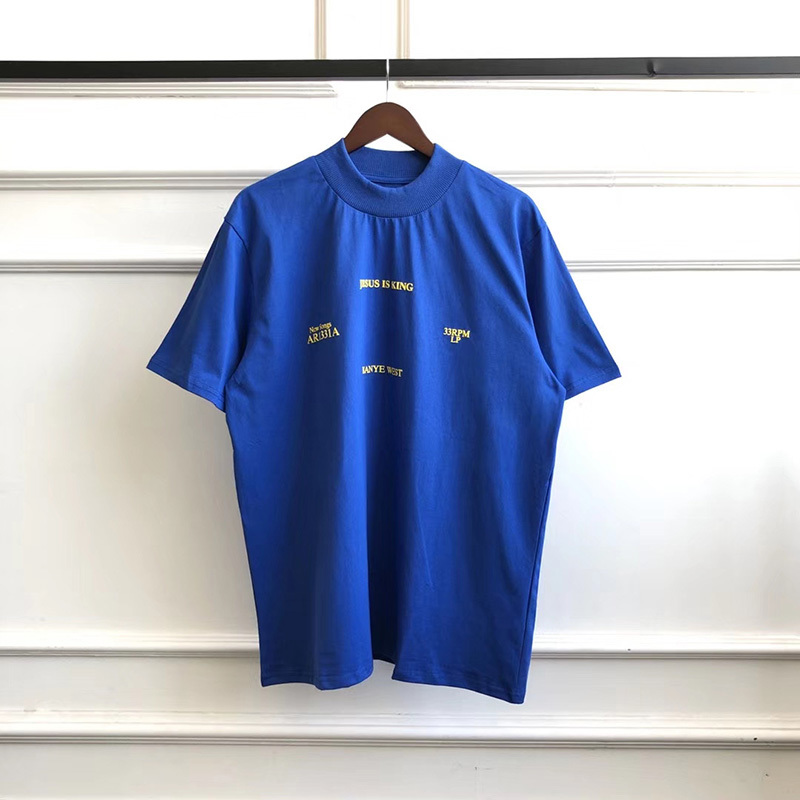 

New Summer 2020 Turtleneck Kanye Jesus Is King Short Sleeve Tshirts Men and Women Harajuku Pure High Quality Cotton 1:1 t Shirt I4ua, Pic color15