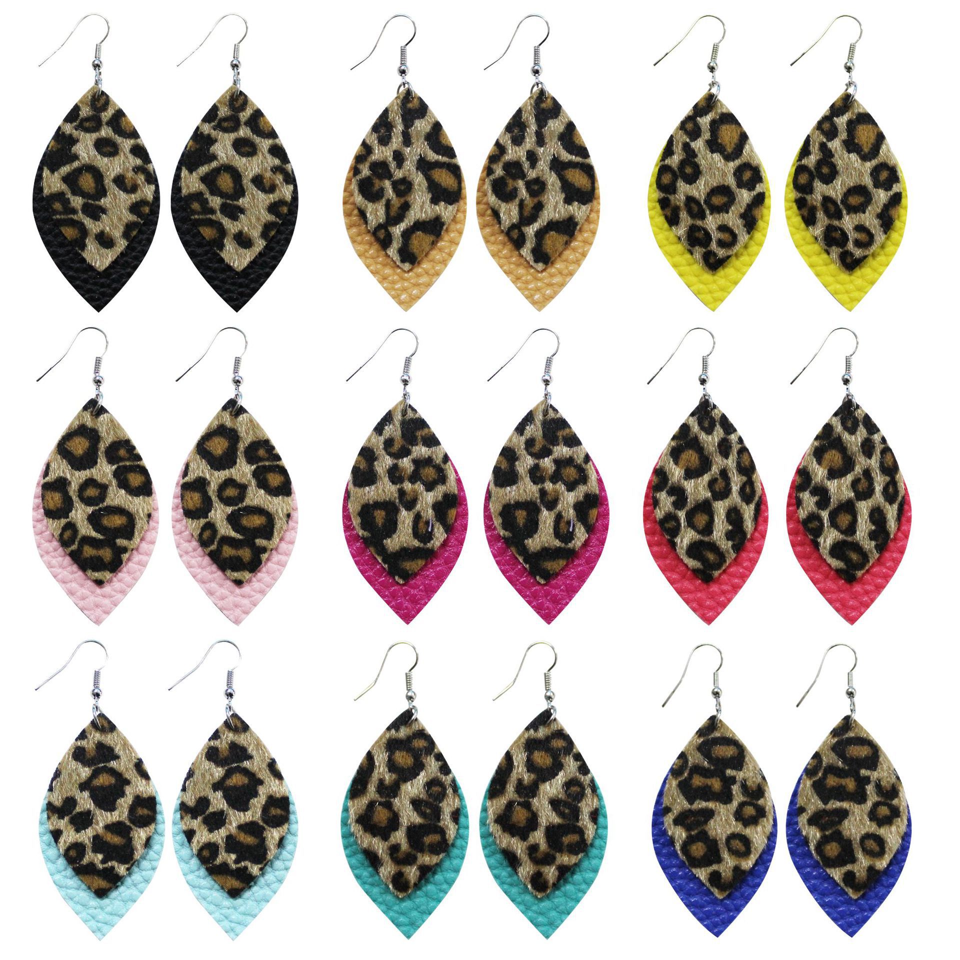 

Leopard Print PU Leather Drop Earrings for Women Caramel Leopard Cheetah Print Dangle Drop Teardrop PU Earring Party Favor Supplies RRA3908