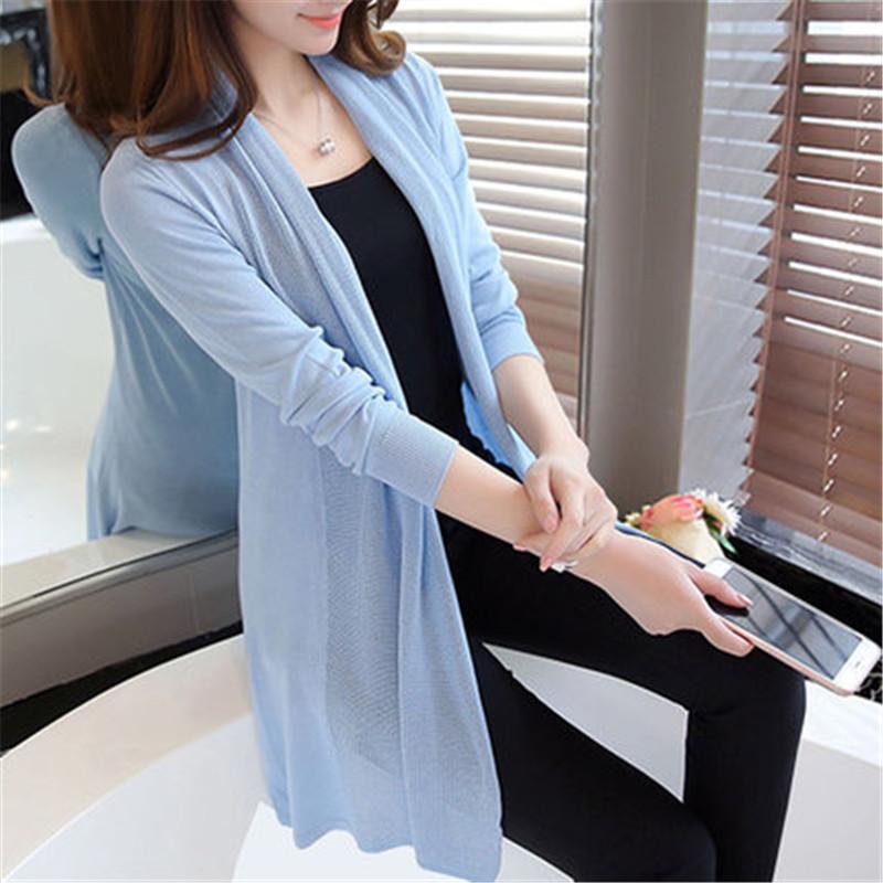 

Female Thin Coat for Summer Air Conditioning The Spring In The New Womens Loose Long Sweater Cardigan Sweater Shawl, Black