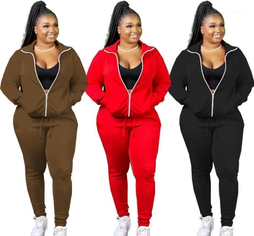 

Casual Women Sportwear Tracksuits 2020 Autumn Latest Lady Casual Pants Full Sleeve Turn-down Collar Zipper Coats Two Piece Sets1, Brown