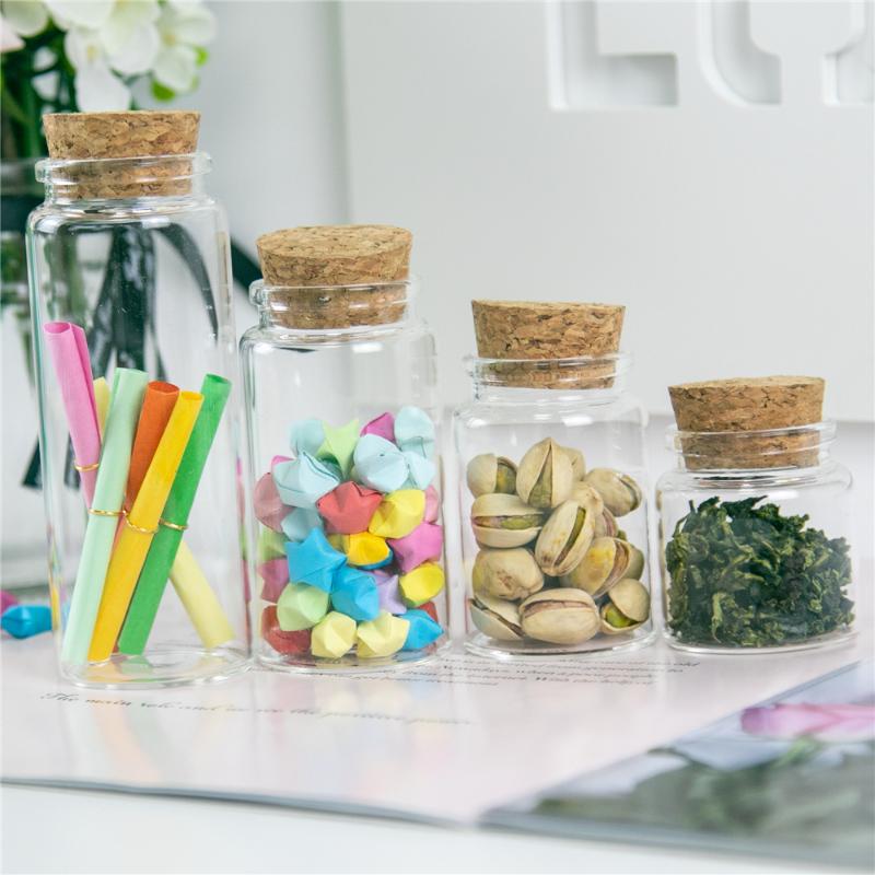 

6pcs 50ml 80ml 100ml 150ml Cute Empty Hyaline Craft Glass Container with Corks Small Refillable Information Aspirations Bottles