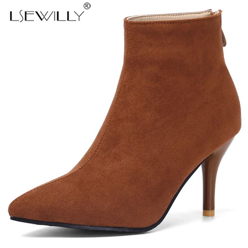 

Lsewilly 2020 Autumn Ankle Boots elegant Women Shoes Pointed Toe sexy Thin High Heel Shoes Woman Boots Female Size 32-46 K117, Black