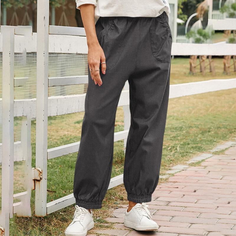 

Women's Pants & Capris Fashion Women Casual Solid Colors Trouser Elastic High Waist Pocket Baggy Sports Jogger Sweatpants Pantalones Mujer#3, Black;white