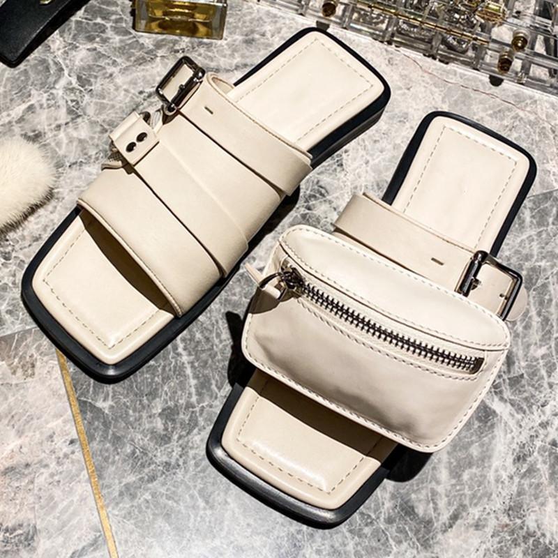 

Buckle Women Slippers Summer Solid Fashion Outdoor Zapatos De Mujer Flats Shoes Square Head Bag Sandals Comfortable Shoes 2021, As show