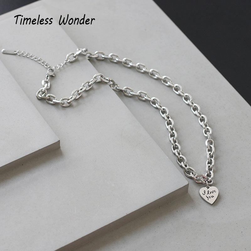 

Chokers Timeless Wonder Chunky Chain I Love You Heart Necklace Women Titanium Jewelry Goth Boho Designer Party Top Ins Cute Initial 2817