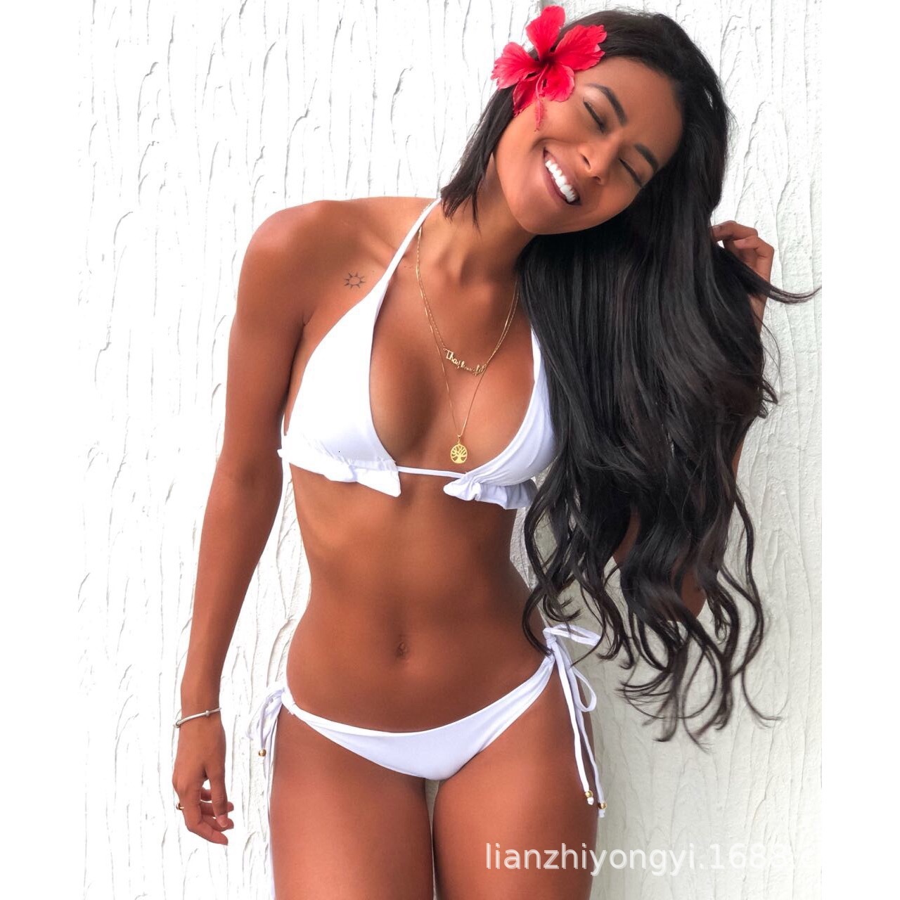 

New Sexy Bikini 2021 Solid Split Bikini, White