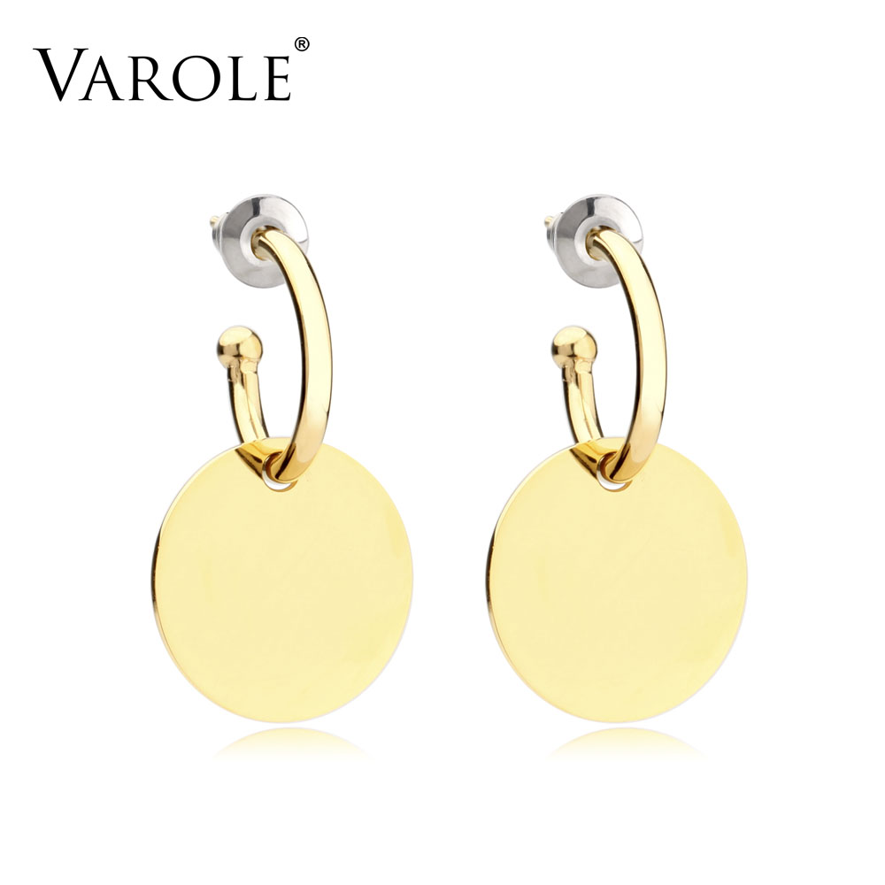 

VAROLE Trendy Circle Earrings Rose Gold Color Earing Stainless Steel Stud Earrings For Women Fashion Jewelry Oorbellen Brincos
