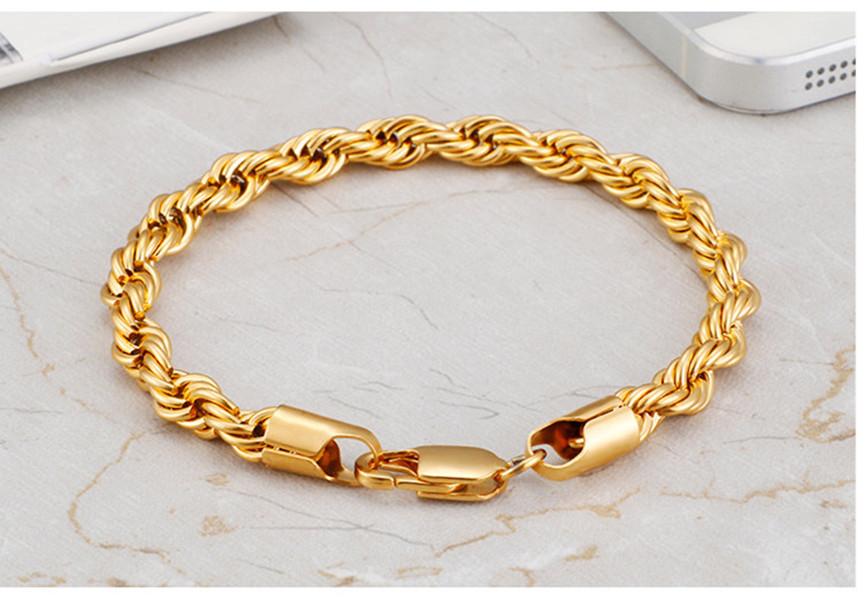 

Hip Hop 18K Gold Plated Stainless Steel 6MM Twisted Rope Chain Women's Link Chain for Men Hiphop Jewelry Gift in Bulk