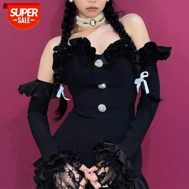 

Sexy V Neck Bodysuit Women Black Ruffle Long Sleeve Buttons Rompers Womens Jumpsuit 2020 Vintage One-pieces Bodysuits #ZK9Q, Black;white