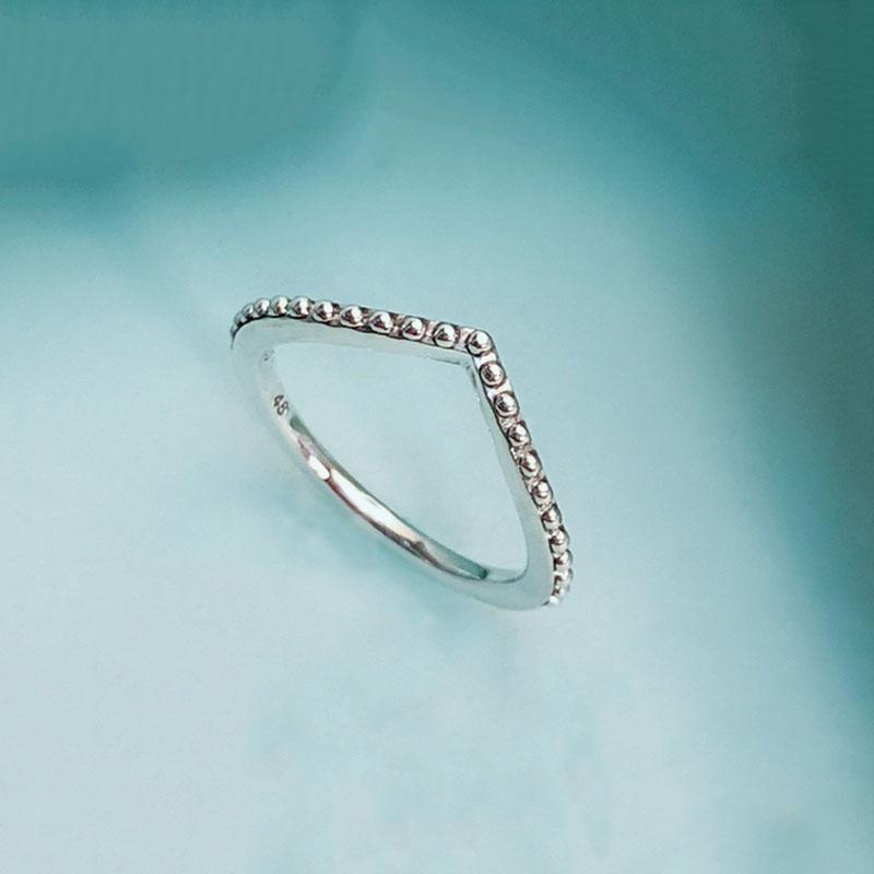

Cluster Rings Authentic 925 Sterling Silver Pan Ring Love Embellishment Bead Wishing Bone For Women Wedding Party Fashion Jewelry