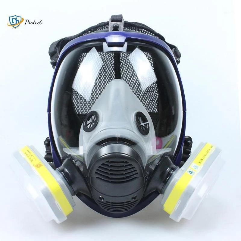 

Mask 6800 7 in 1 Gas Mask Dustproof Respirator Paint Pesticide Spray Silicone Full Face Filters for Laboratory Welding1, Red