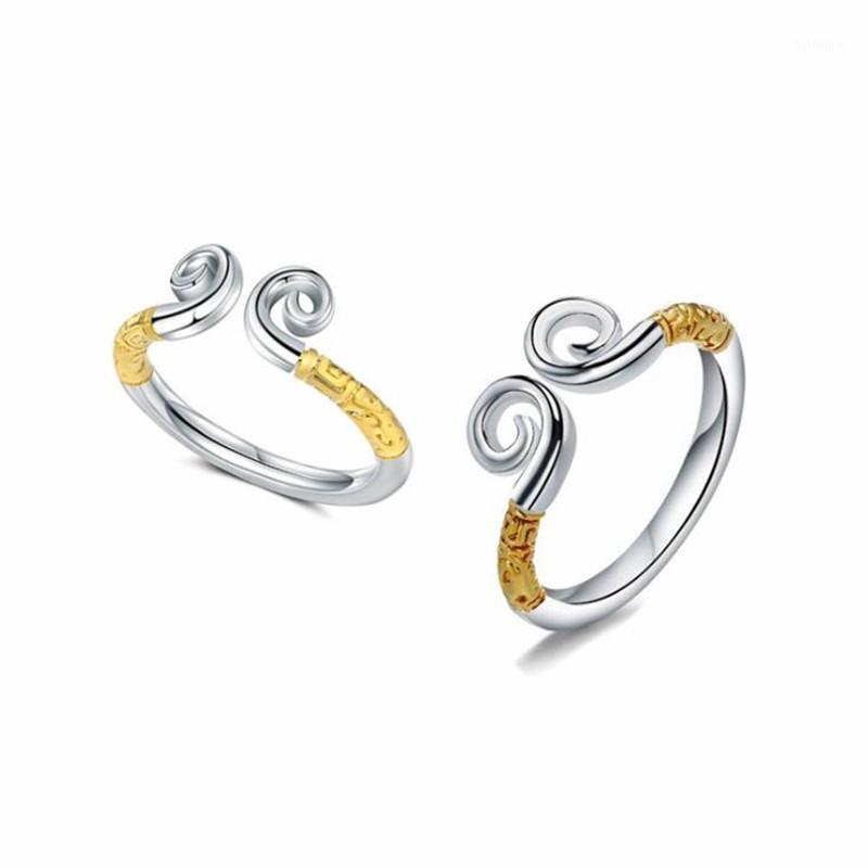 

New Fashion Personality Tight Spell Couple Creative Love You 10000 Years Wukong 925 Sterling Silver Jewelry Opening Rings SR5051