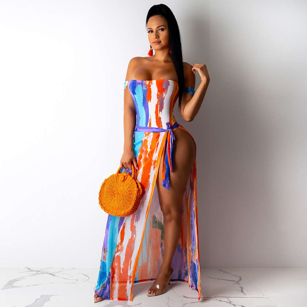 

women's New tight short drs sexy printed swimsuit, Black;gray