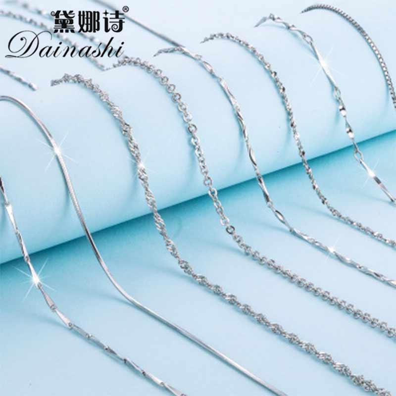 

Real Pure 100% Genuine 925 Sterling Silver Chain Necklace for Women Jewelry, Classic 8 Style Easy Clasp Fine Jewelry 2020 New1