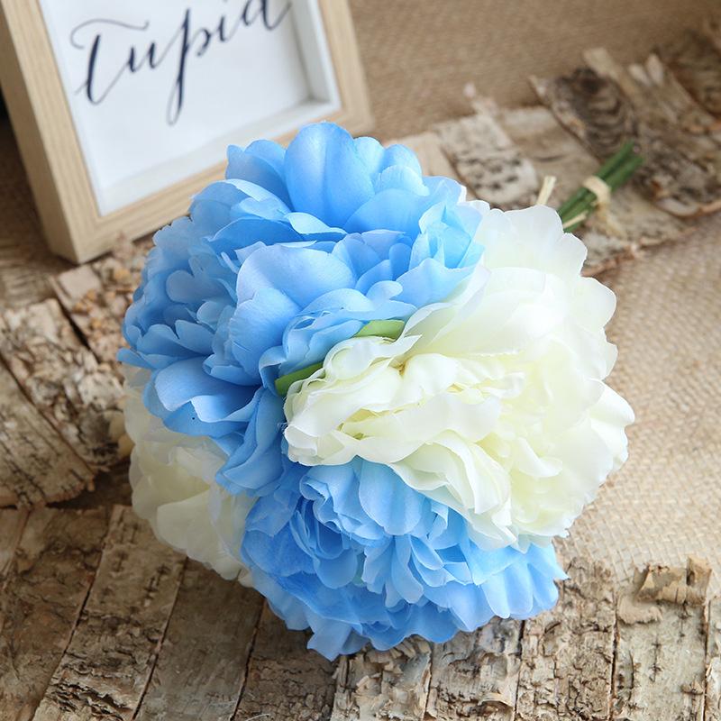 

Artificial flower Beautiful rural style holding flowers bouquet of peony home wedding Banquet Christmas decoration, White