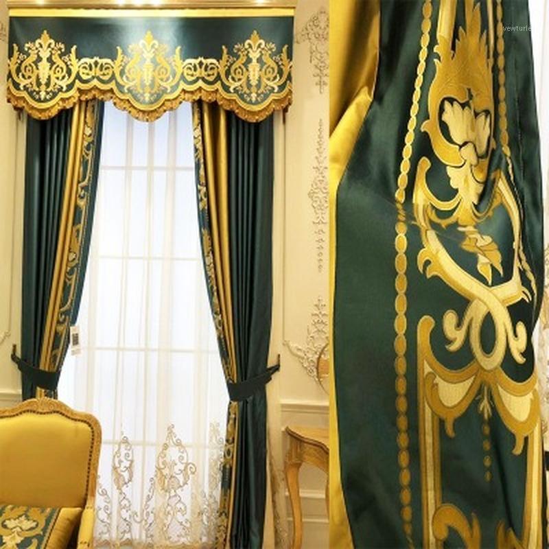 

European-style luxury Curtains for Living Room Bedroom Luxury French Jacquard Curtains for High-end Villas and valance1, Tulle