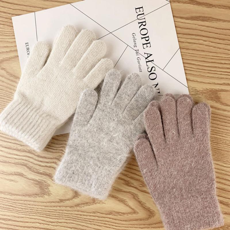

Winter Men Women's Gloves Thicken Warm Wool Cashmere Solid Color Riding Gloves High Quality Skiing Gift
