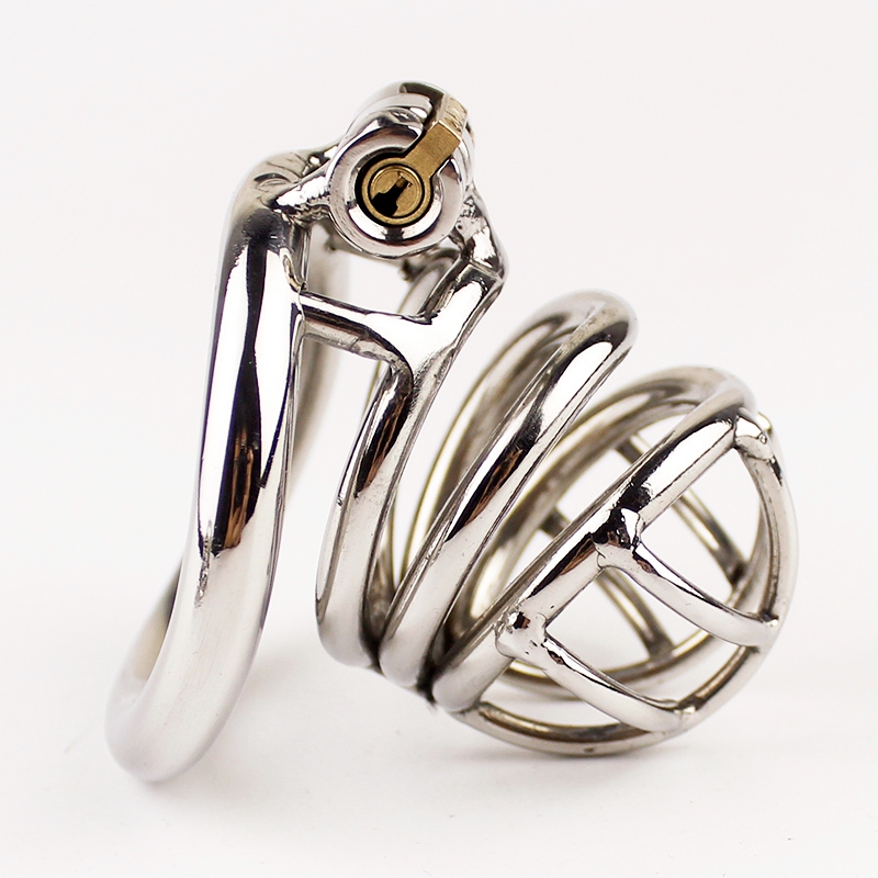 

stainless steel small male chastity device cock cage with curve cock ring toys for men bondage chastity belt