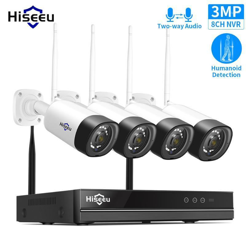 

Hiseeu 3MP 1080P Audio Wireless Security Camera System 8CH CCTV NVR IP Camera Kit H.265 1T HDD Two-Way Audio Remote App View1