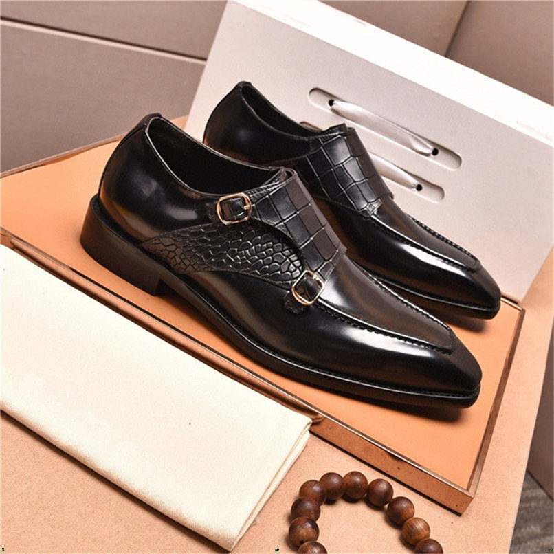 

Designer Formal Men Dress Shoes Male Leather Classic Brogue Shoes Flats Oxfords For Wedding Office Business, #02