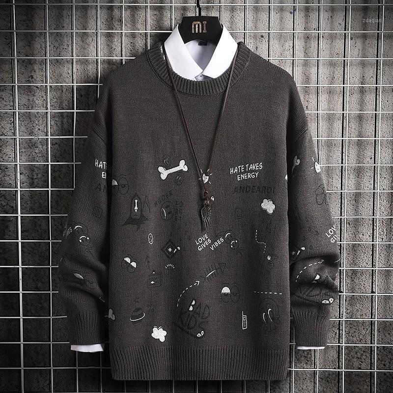 

Oversized Mens Knitted Sweater Men 2020 Winter Vintage Sweaters Pullover Jumper Harajuku Causal White Sweater Men1, Picture style
