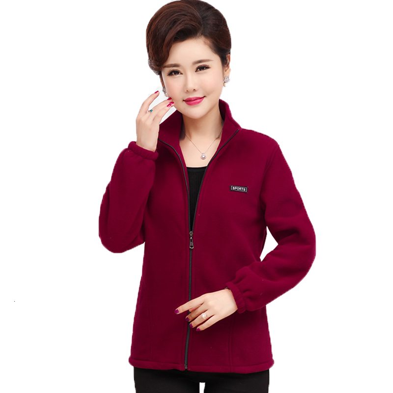 

2021 New Women's Spring Fall Sleeve Collar Female Wool Jacket Mother A871 ZW0U, Red wine