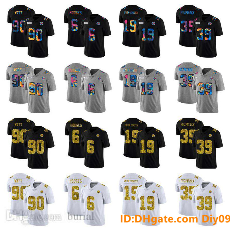 

PittsburghSteelersMen Women Youth Jersey 39 Minkah Fitzpatrick 19 JuJu Smith-Schuster 90 T.J. Watt 6 Devlin Hodges &, Black;red