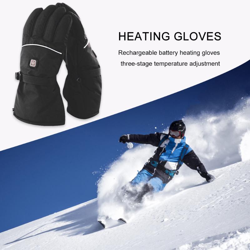 

Nylon Electric Heated Gloves Winter Windproof Touch Screen Gloves Waterproof Cycling Skiing Snowboarding Motor, As pic