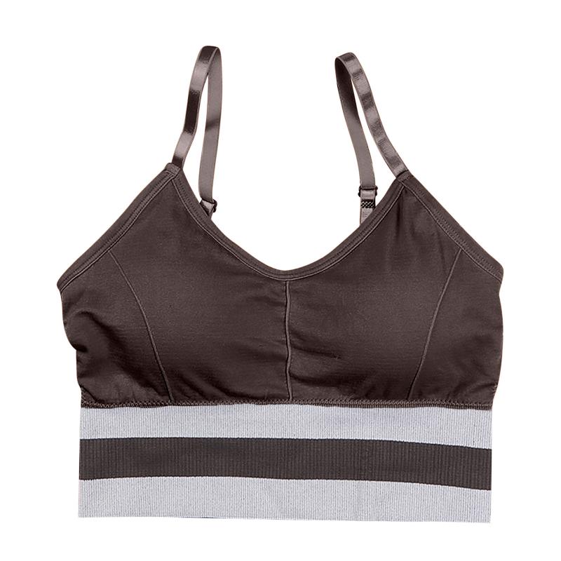 

Sexy Crop Top Women's Underwear Seamless Vest Bra Wireless Comfortable Sports Street Wear Patchwork Color vest Sports Straps, Gy