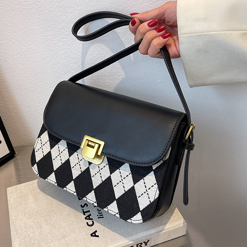 

Cross-Body Bag High-Grade SmallBag New Fashion Autumn and Winter Rhombic Western Style Shoulder Underarm Small SquareBag, As pic