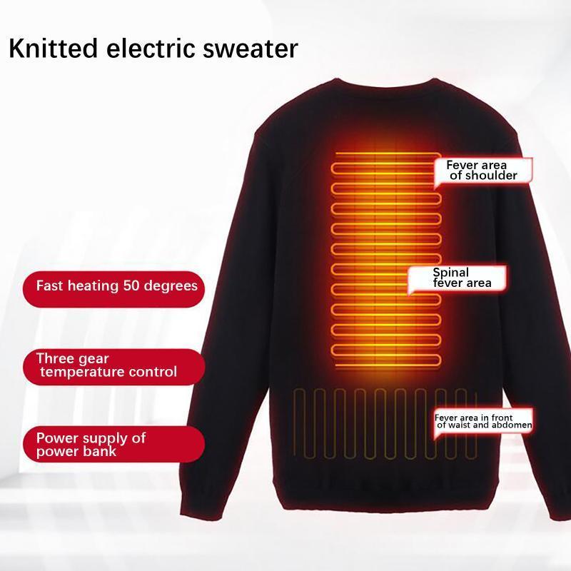 

Winter Intelligent Heating Sweater USB Electric Shirt Warm Carbon Fiber Heated Jacket for Both Men and Women Dropshipping1, Black