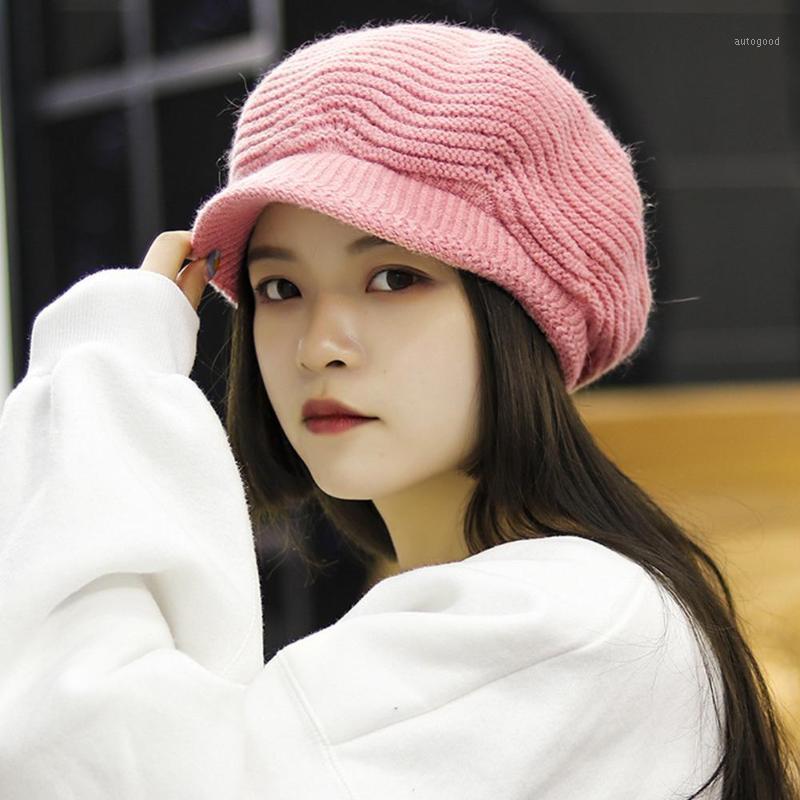 

Berets Fashion Women Multiple Color Simple Soft Warm Knitted Beret Hat Autumn Winter1, White