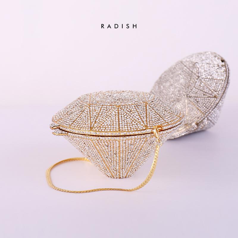 

Customized Diamond-Encrusted Dress Handbag Fashion Cool Large Diamond Eye-Catching Theme Party Clutch Dinner bag clutch bag, Silver