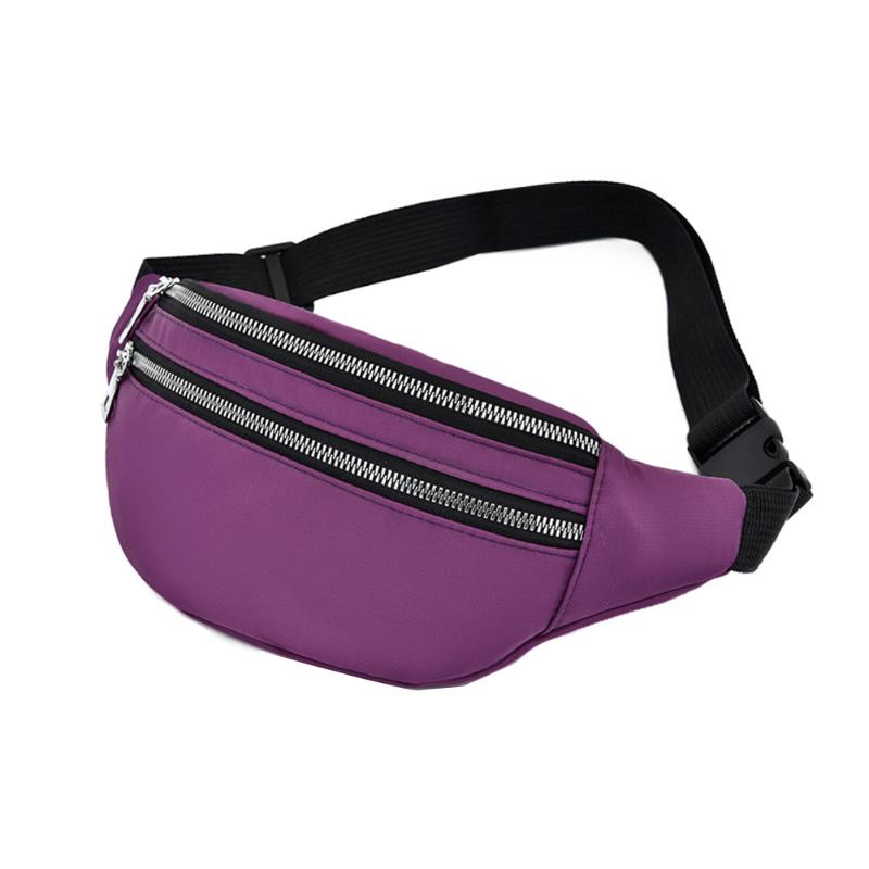 

Men Women Running Multi Pockets Zipper Outdoor Sports Solid Oxford Cloth Fanny Pack Travel Waterproof Camping Casual Waist Bag, Grey
