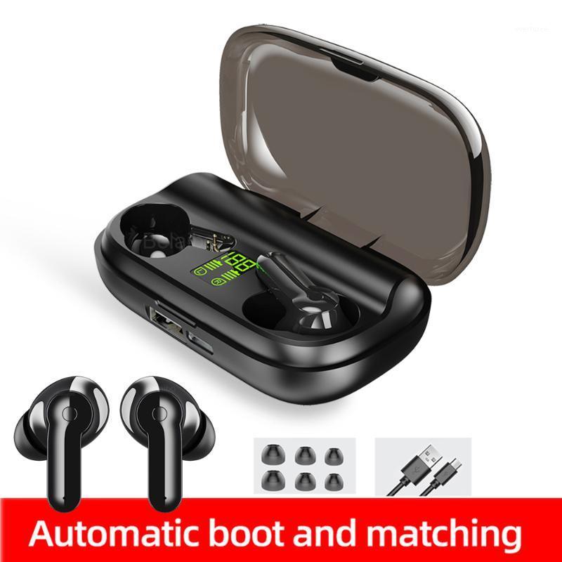 

TWS Bluetooth V5.0 Earphones Wireless Headphones Fingerprint Touch Headset HiFI Stereo Sports Earbuds With 2200mAh Charging Box1, Black