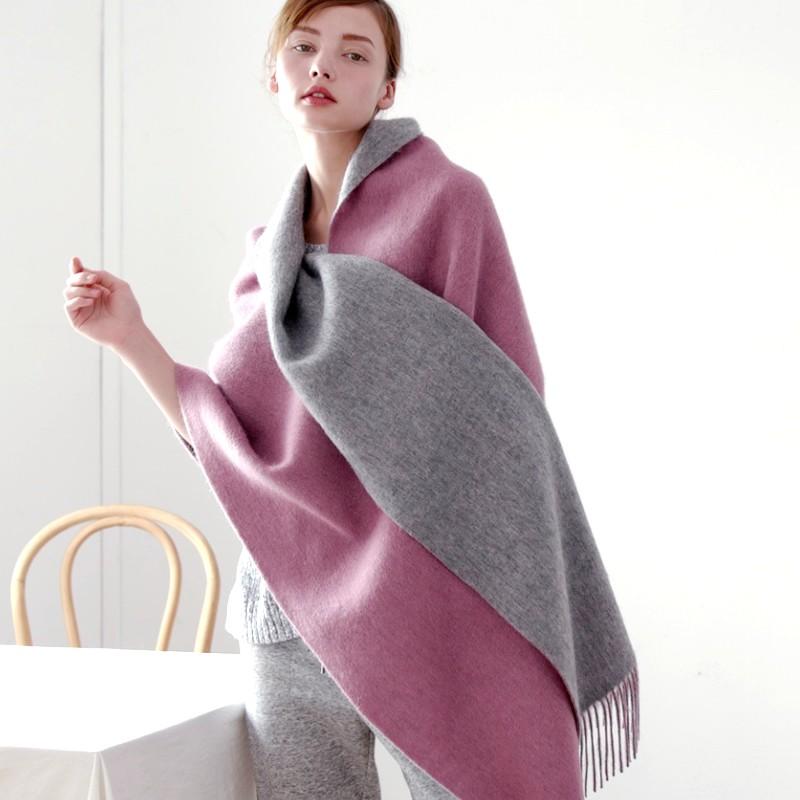 

100% Pure Wool Scarf for Women Warm Winter Scarf Wool 2020 Shawls and Wraps Oversized Warm Poncho Thicken