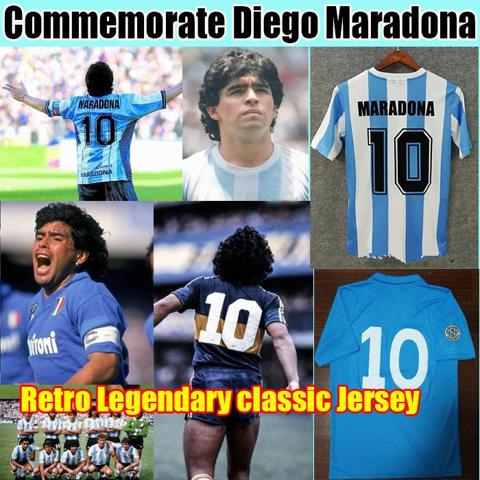 

Diego Maradona Jersey Argentina Retro Napoli Napoles Boca juniors Soccer 1978 1981 1986 1987 Commemorative football shirt Classic Uniform, 2021 a