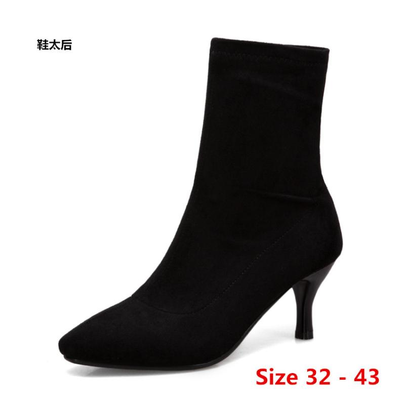 

Sexy Woman High Heel Boots High Heels For Women Shoes Spring Autumn Ankle Boots Booties Female Small Big Size 32 - 43, Black