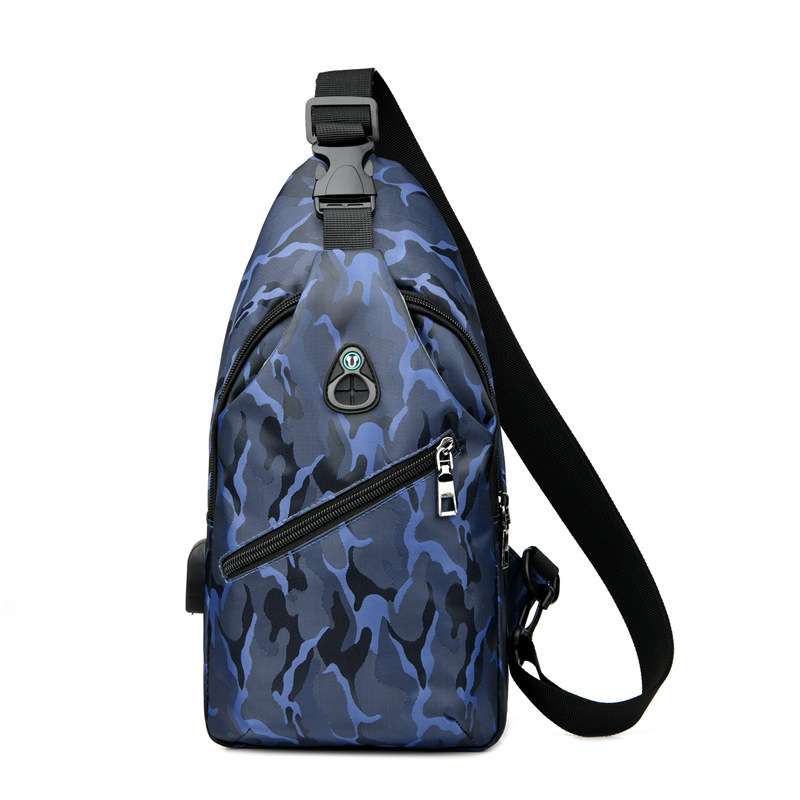 

Wholesale factory mens leather shoulder bag outdoor waterproof wear-resistant Oxford casual bra street fashion camouflage men backpack fashion handbag, Blue(boutique box)