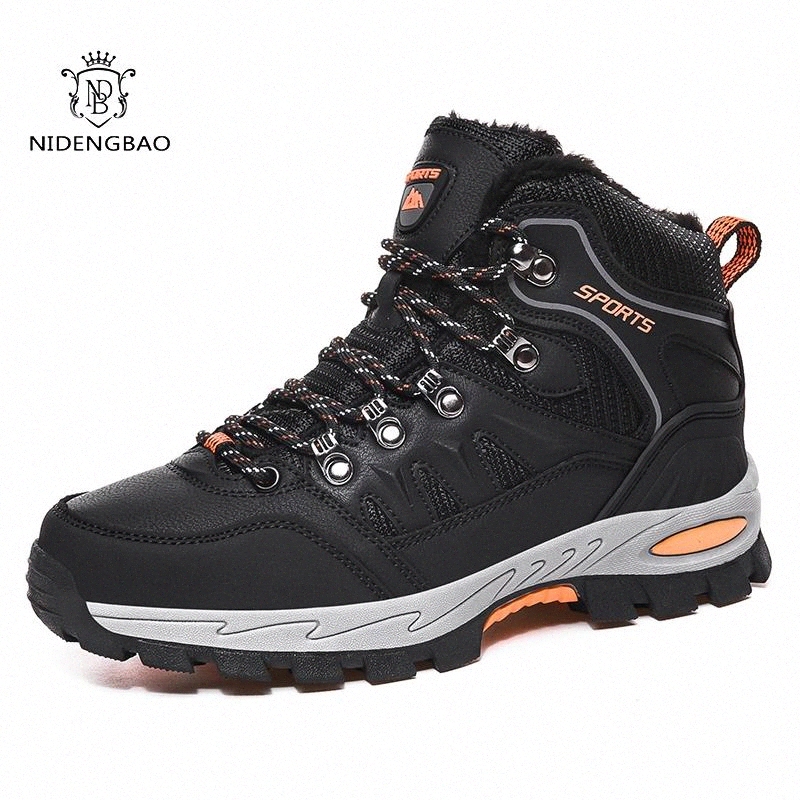 

Brand Men Winter Snow Boots Waterproof Leather Sneakers Super Warm Men's Boots Outdoor Couple Warm Boots Work Shoes Size 36-46 #144r