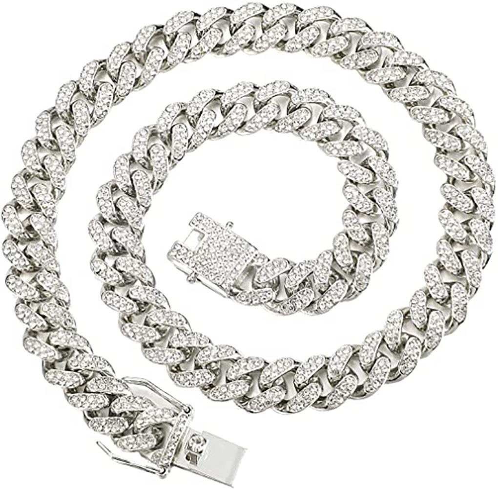 Mens Iced Out Chain Hip Hop Jewelry Necklace Bracelets Gold Silver Miami Cuban Link Chains Necklaces-image-754431150