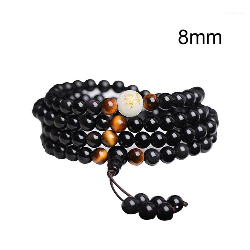 

6/8mm Luminous Bracelet Yoga Black Onyx Men Women 108 Beads Unisex Adjustable Bracelets d881